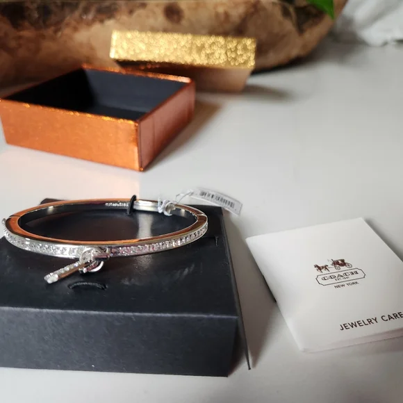 Signature COACH Pavé Multi Hangtag Hinged Bangle with Gorgeous Gift Box - Picture 3 of 10